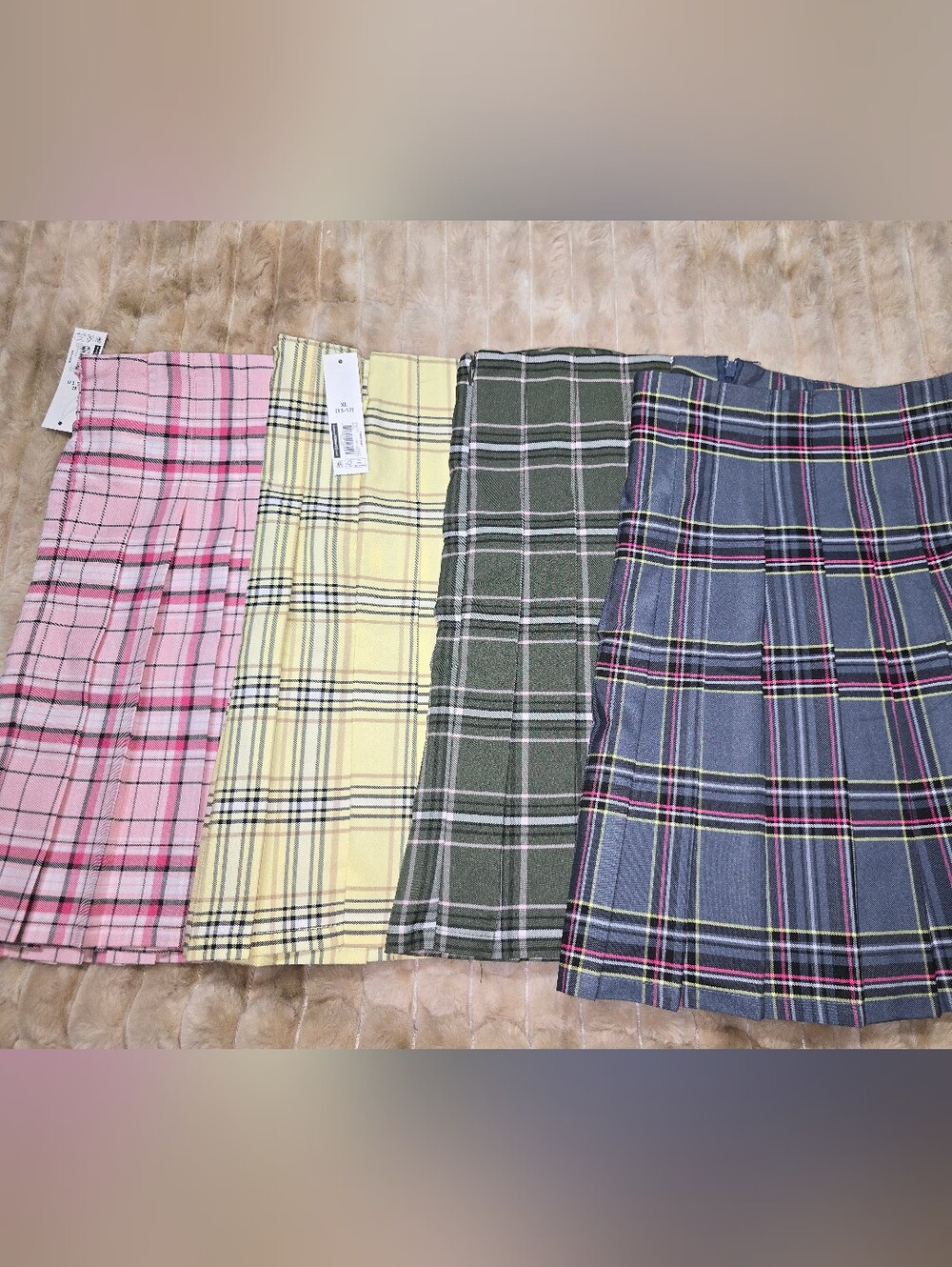 No Boundaries Plaid Pleated Mini Skirt - Pink, Yellow, Green, Blue